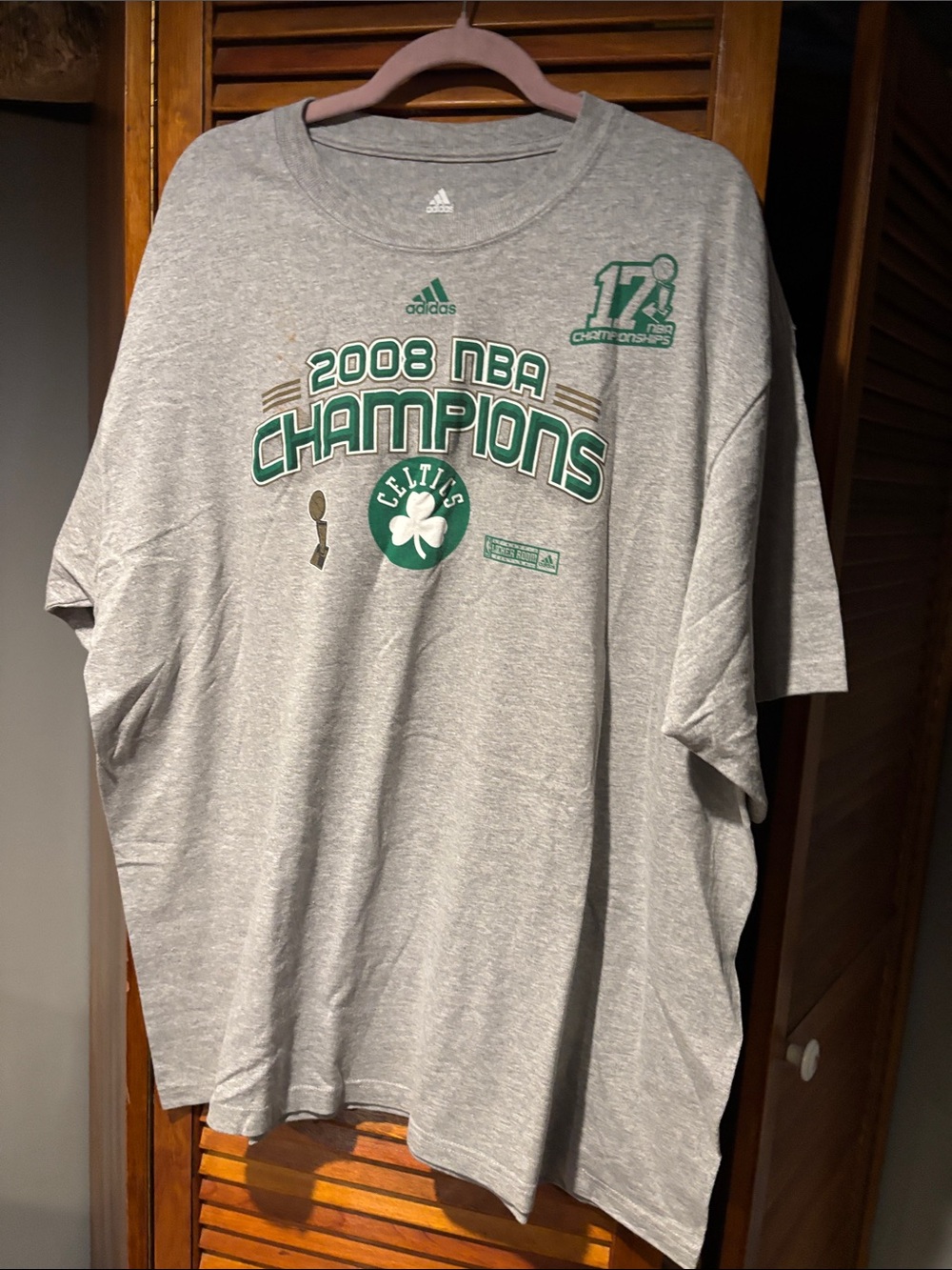 adidas Gray 2008 NBA Champions Celtics Graphic Tee